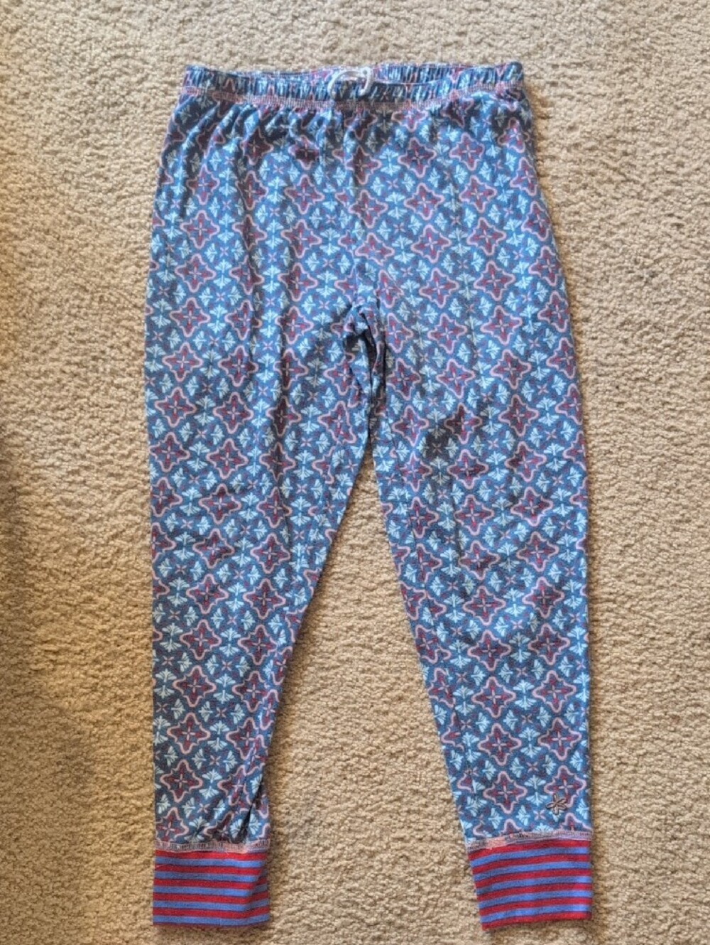 Matilda Jane Blue Geometric Lounge Pants with Red-Striped Cuffs - Picture 3 of 4